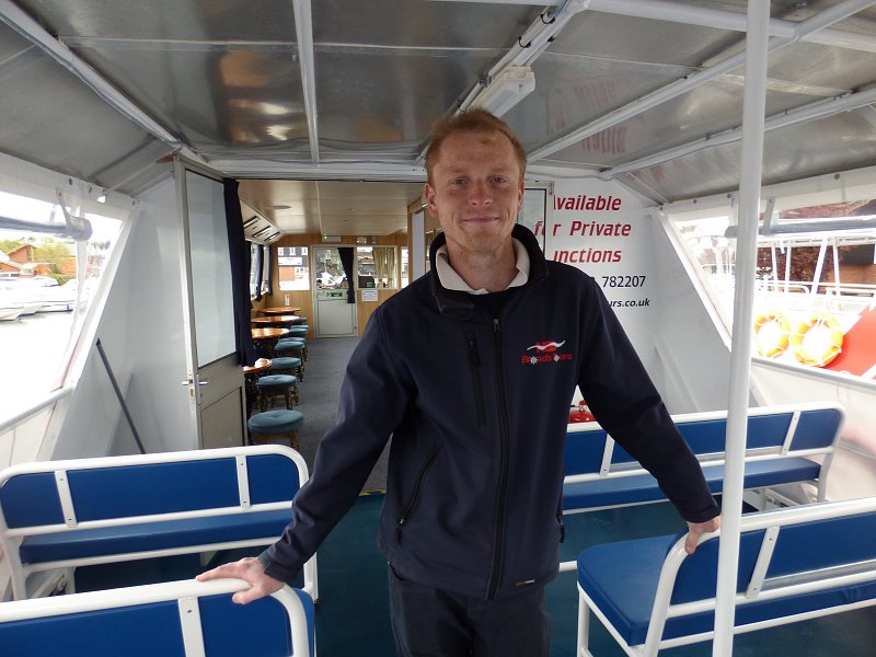 tom crabb on board queen of the broads