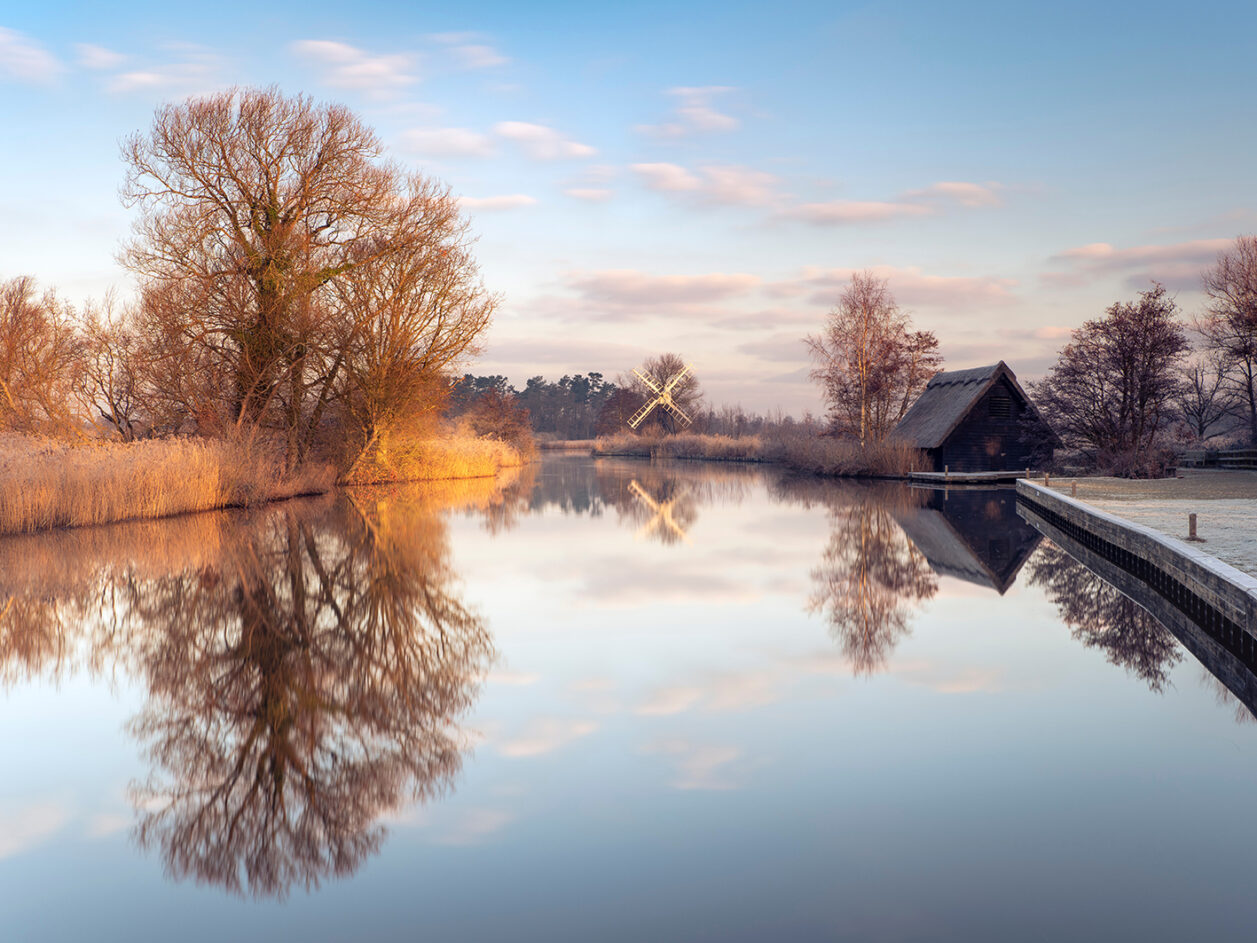 Early morning light on the River Ant on a winters day.
